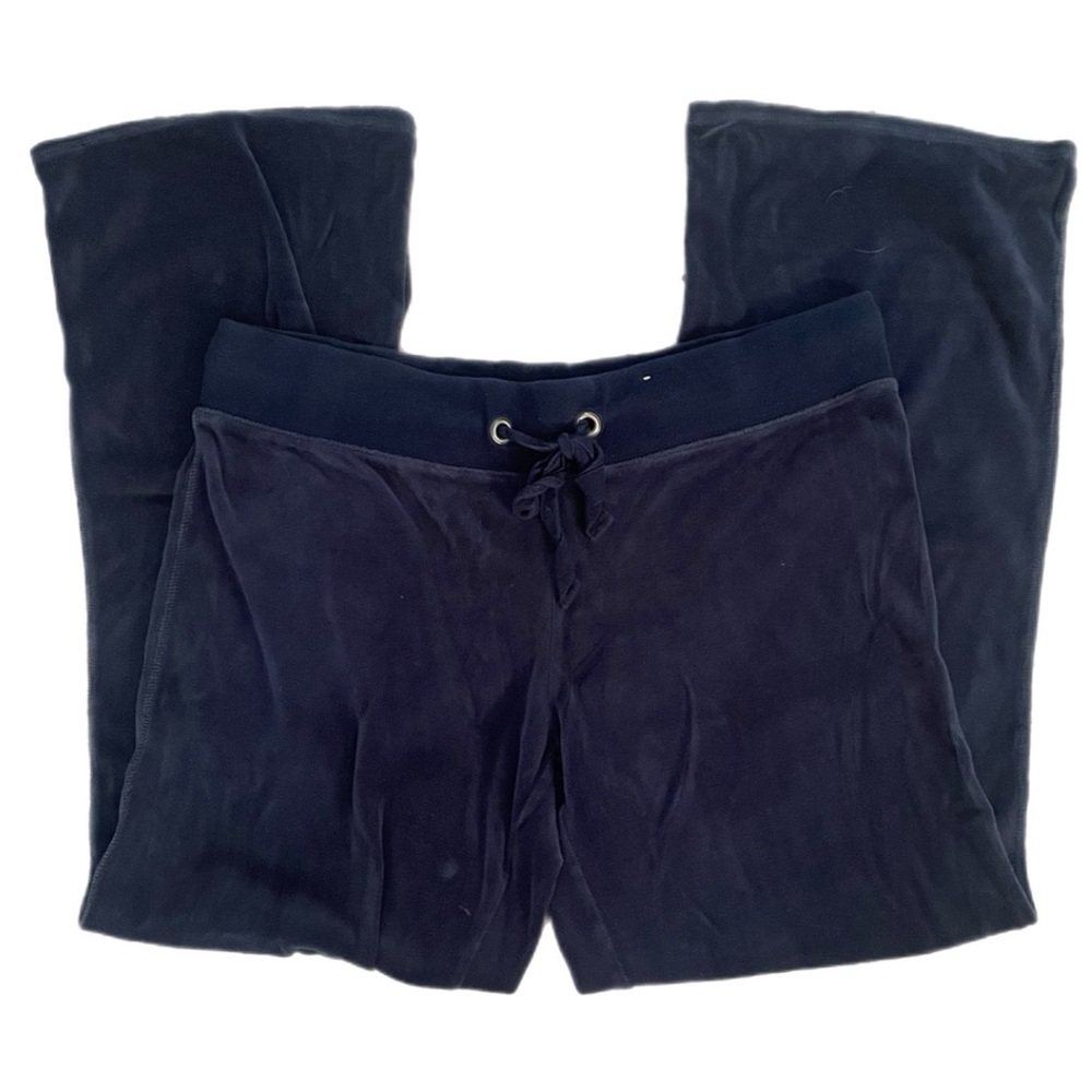 ♢ Y2K Velour Flare Navy Blue Sweatpants